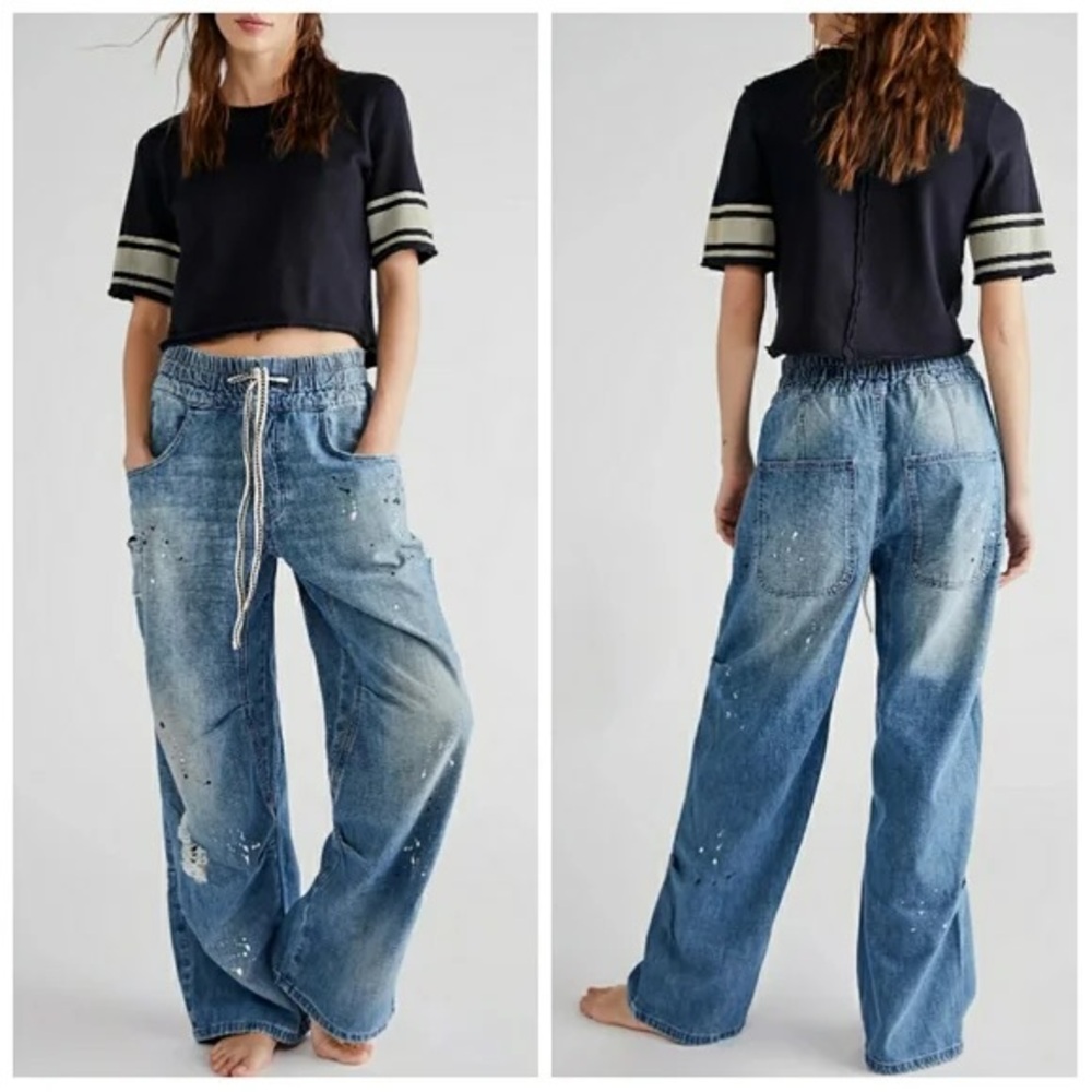 Free People Modern Love Drawstring Jeans